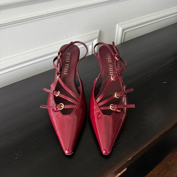MIU MIU 55 patent leather slingback pumps - Picture 2 of 9